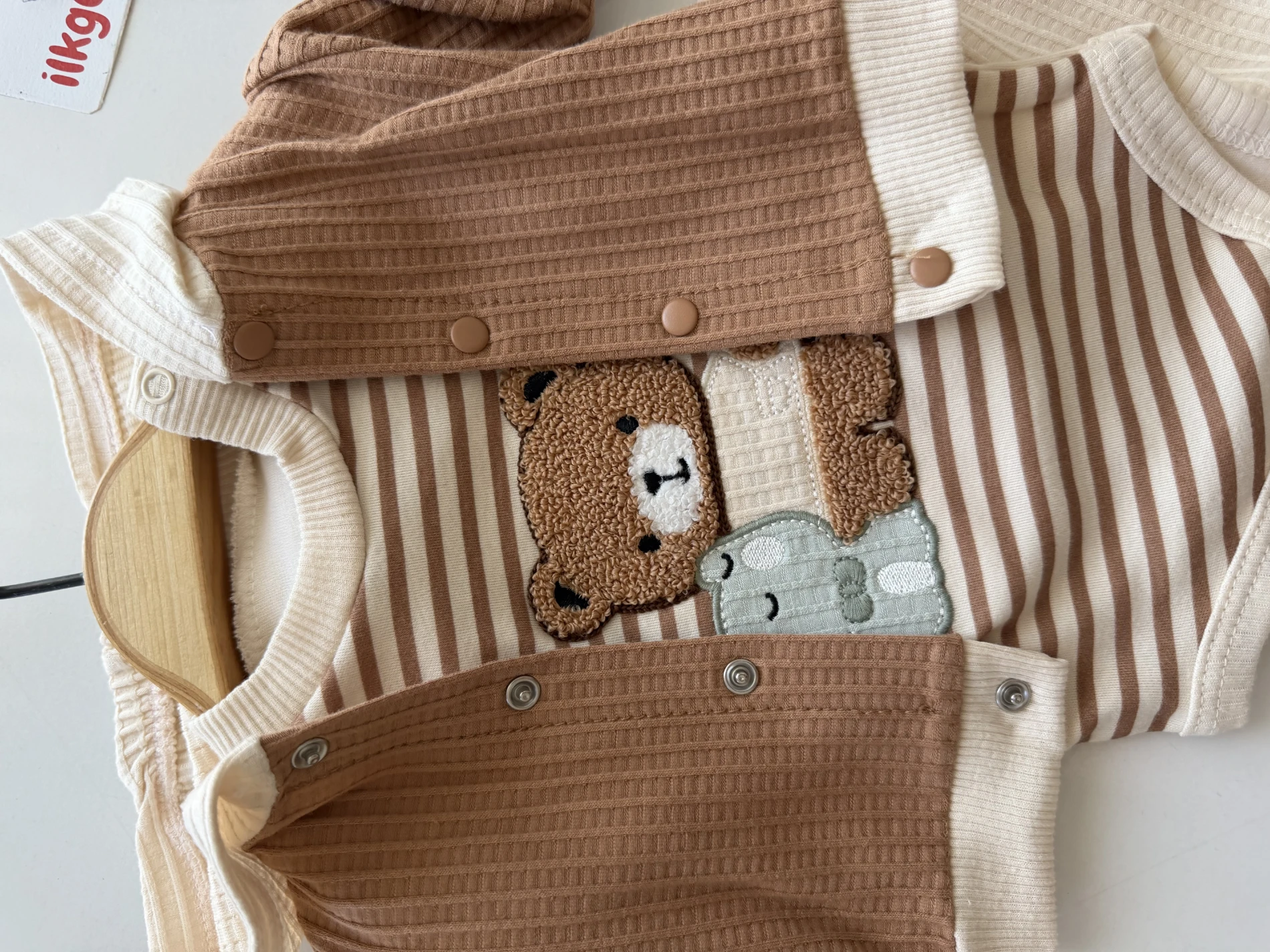 Teddy Bear Çizgili Hırkalı 3’lü Takım