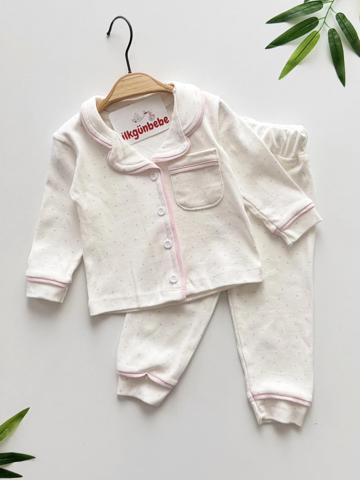 Bebe Yakalı  %100 Pamuk Pijama Takımı