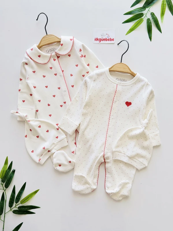 Lovely %100 Pamuk Premium Yumuşacık 2 Bone & 2 Tulum Set