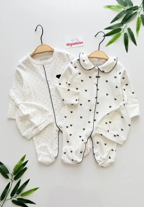 Lovely %100 Pamuk Premium Yumuşacık 2 Bone & 2 Tulum Set