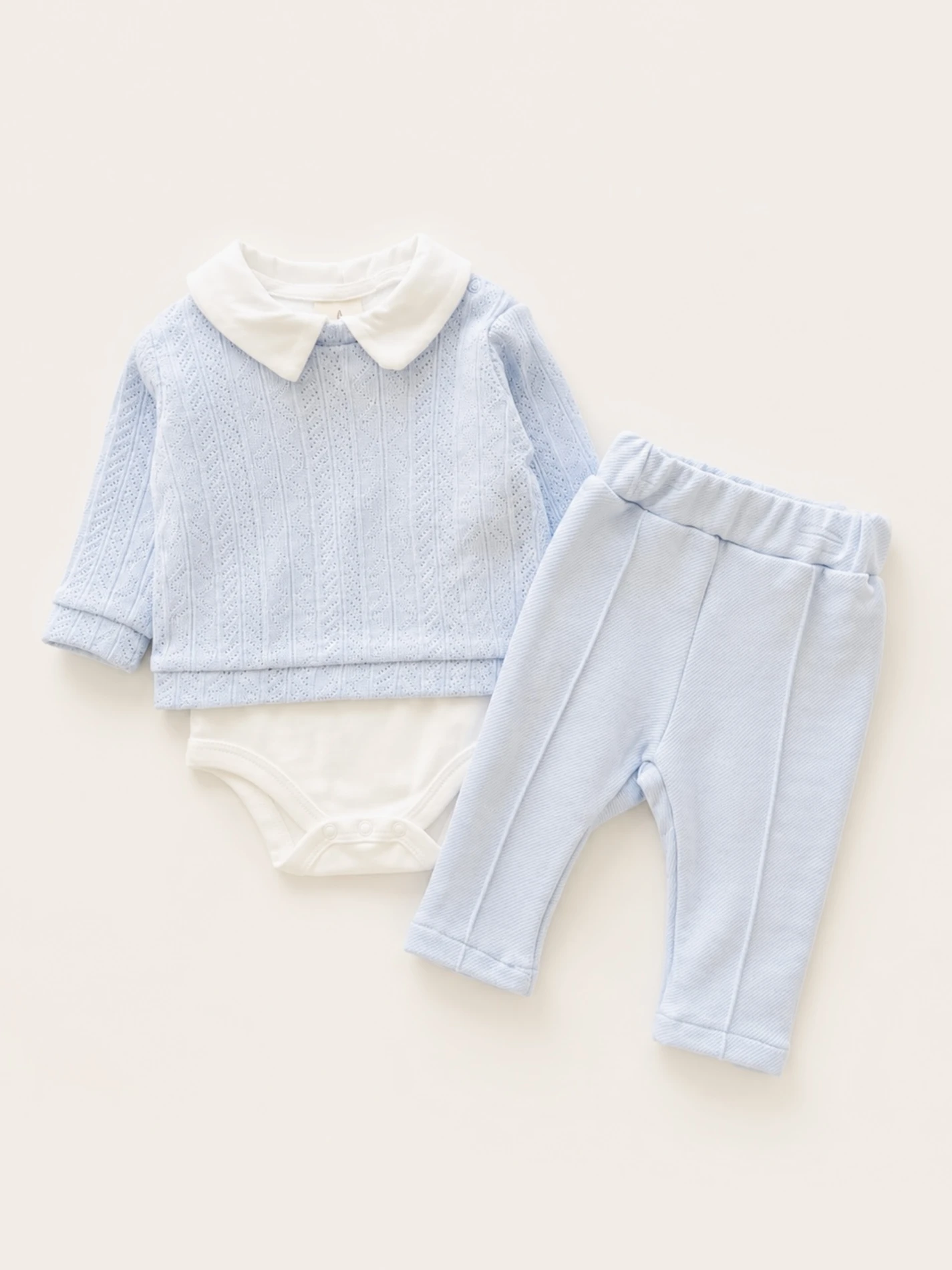 Kucak Triko 3 Parça Kazaklı Zıbınlı Pantalonlu  Set