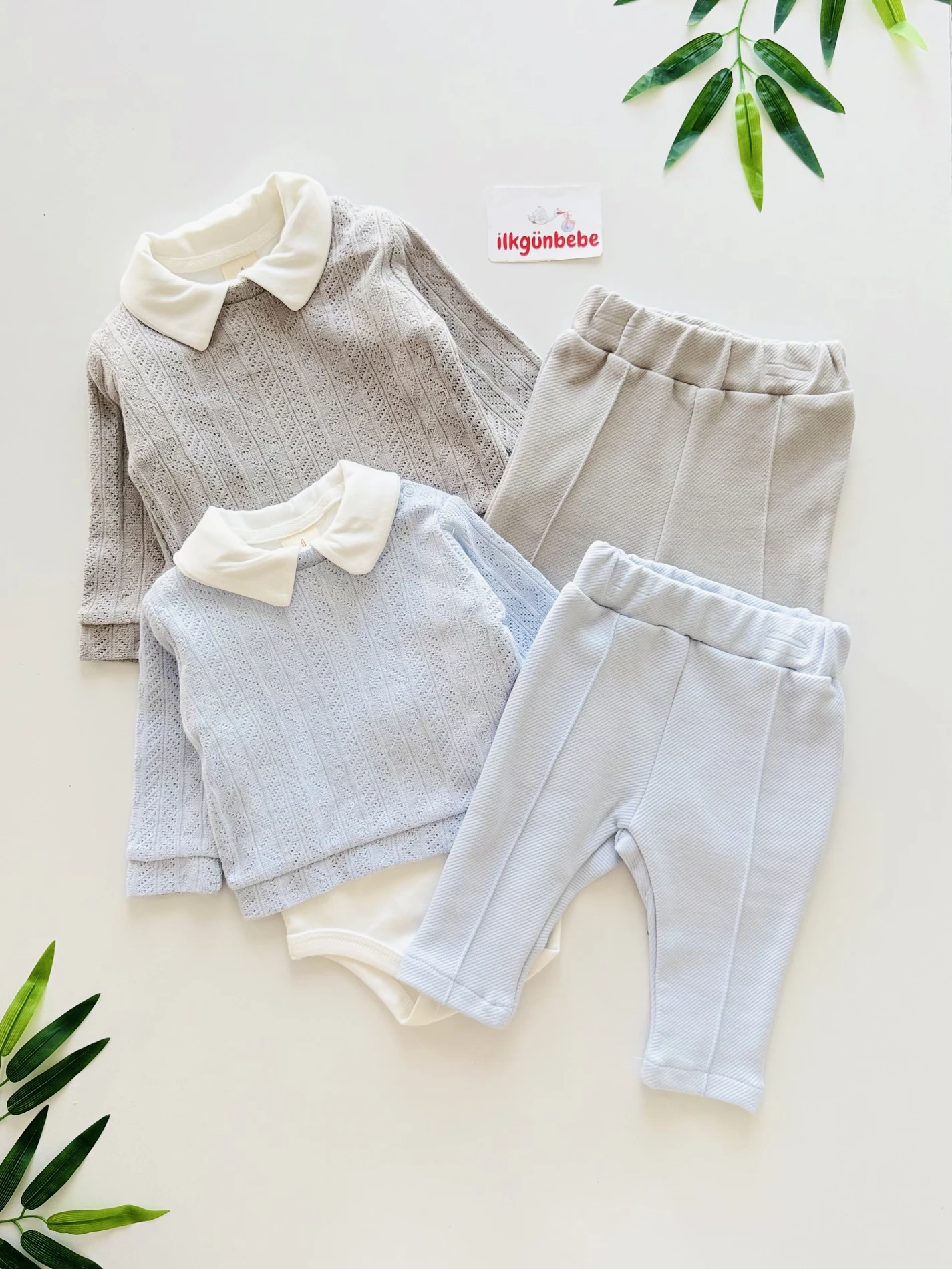 Kucak Triko 3 Parça Kazaklı Zıbınlı Pantalonlu  Set