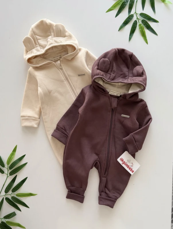 Ayıcık Kulaklı Teddy Bear  3 İp Şardonlu Tulum