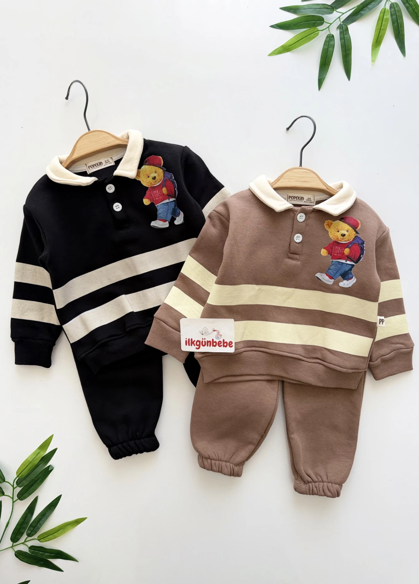 Teddy Çizgili  3 İp Şardonlu Kışlık Takım