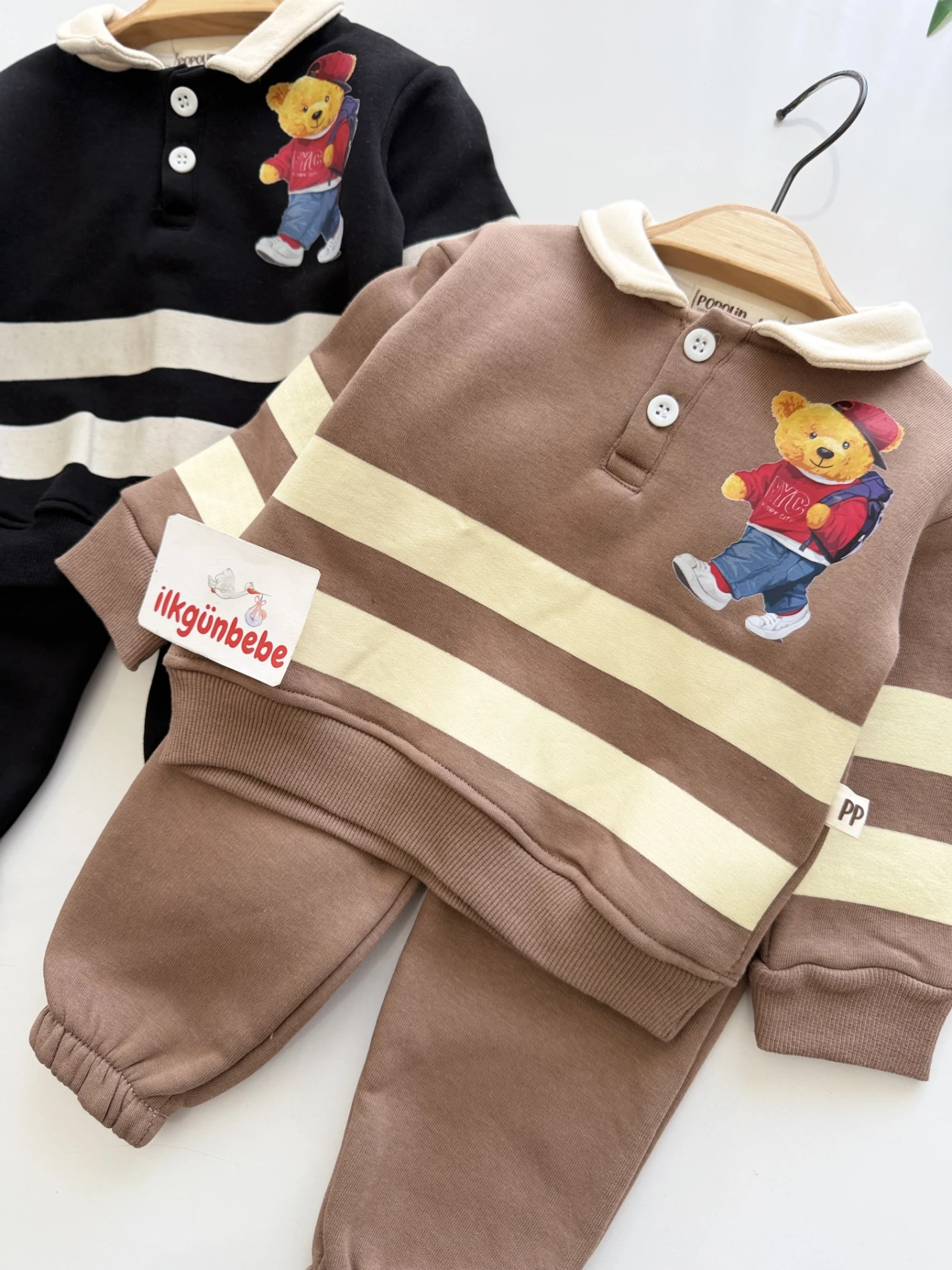 Teddy Çizgili  3 İp Şardonlu Kışlık Takım