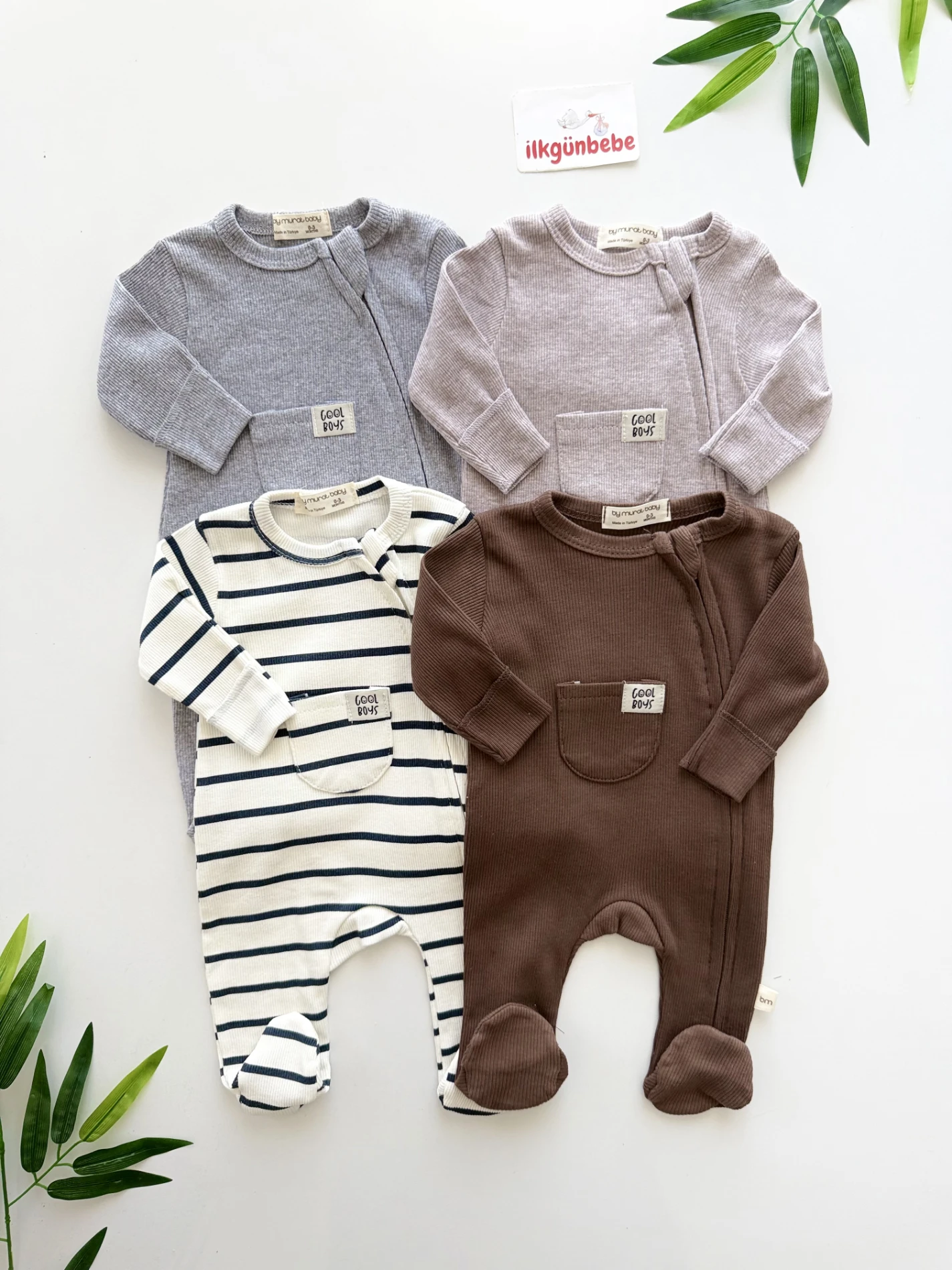 Cool Boys Premium  Kalite Fermuarlı  %100 Pamuk 4’lü Tulum Set