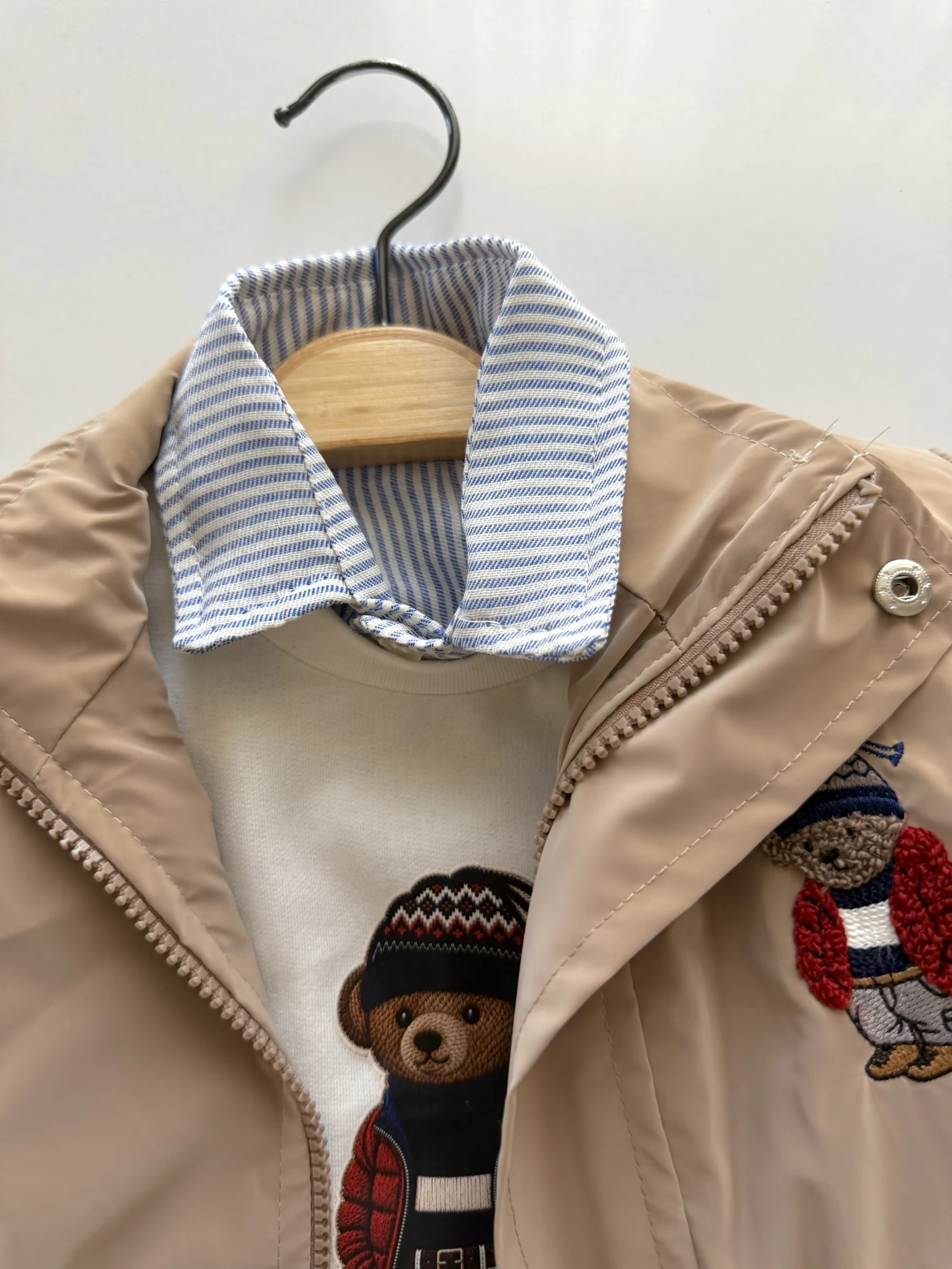 SU GEÇİRMEZ CEKETLİ Teddy Bear Nakışlı Gömlekli Sweatli Premium Kalite 3’lü Takım