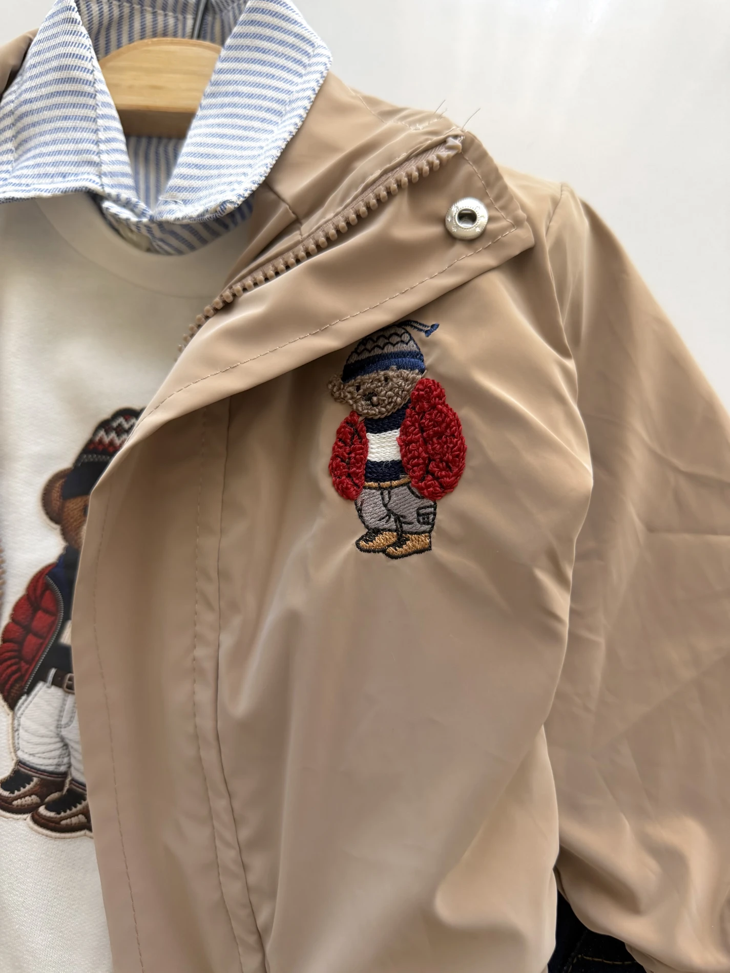 SU GEÇİRMEZ CEKETLİ Teddy Bear Nakışlı Gömlekli Sweatli Premium Kalite 3’lü Takım