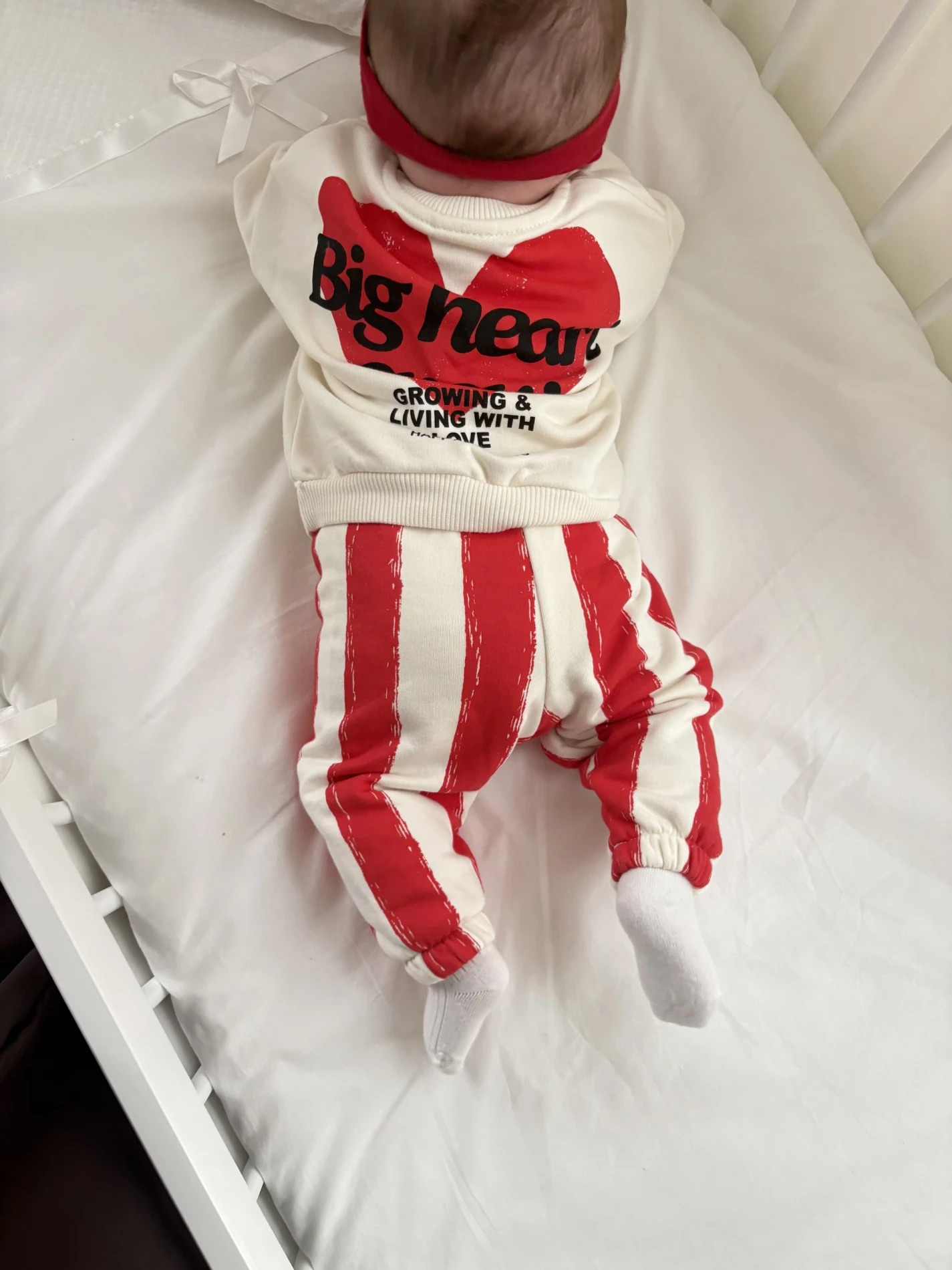 Big Heart Kırmızı Çizgili Pantalonlu  Şardonlu Premium Takım