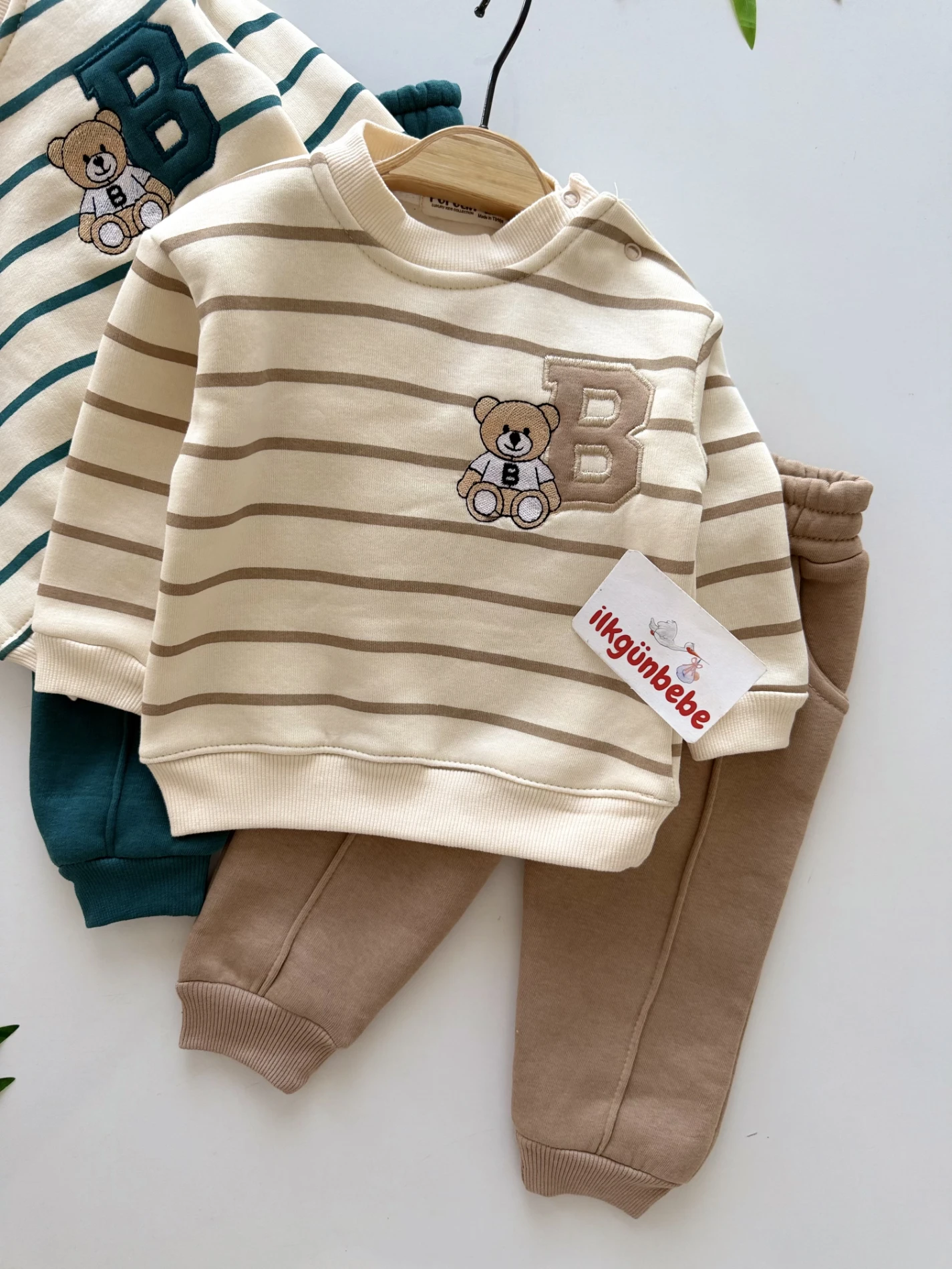 Teddy Bear Çizgili 3 İp Şardonlu Kışlık Takım