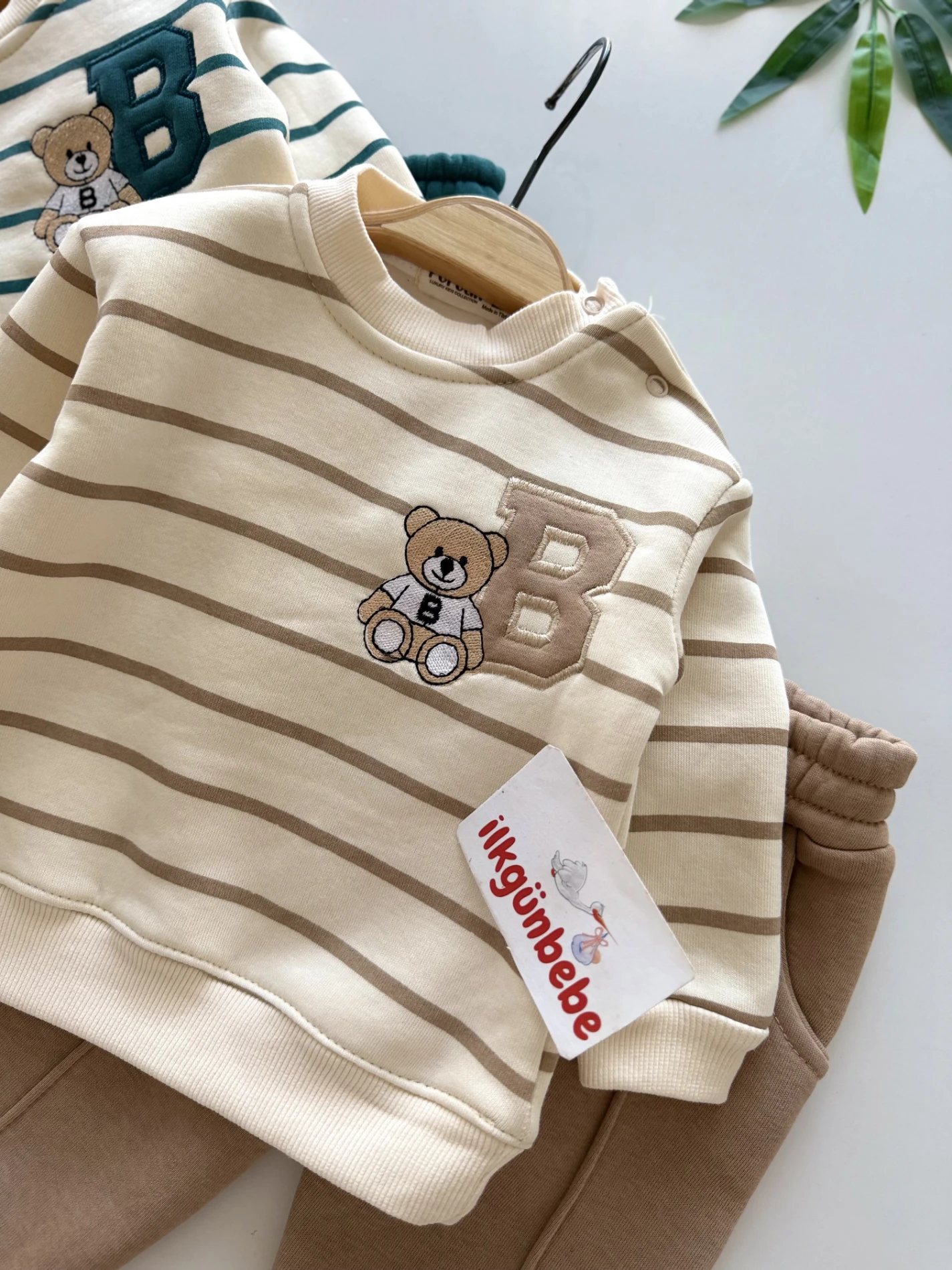 Teddy Bear Çizgili 3 İp Şardonlu Kışlık Takım