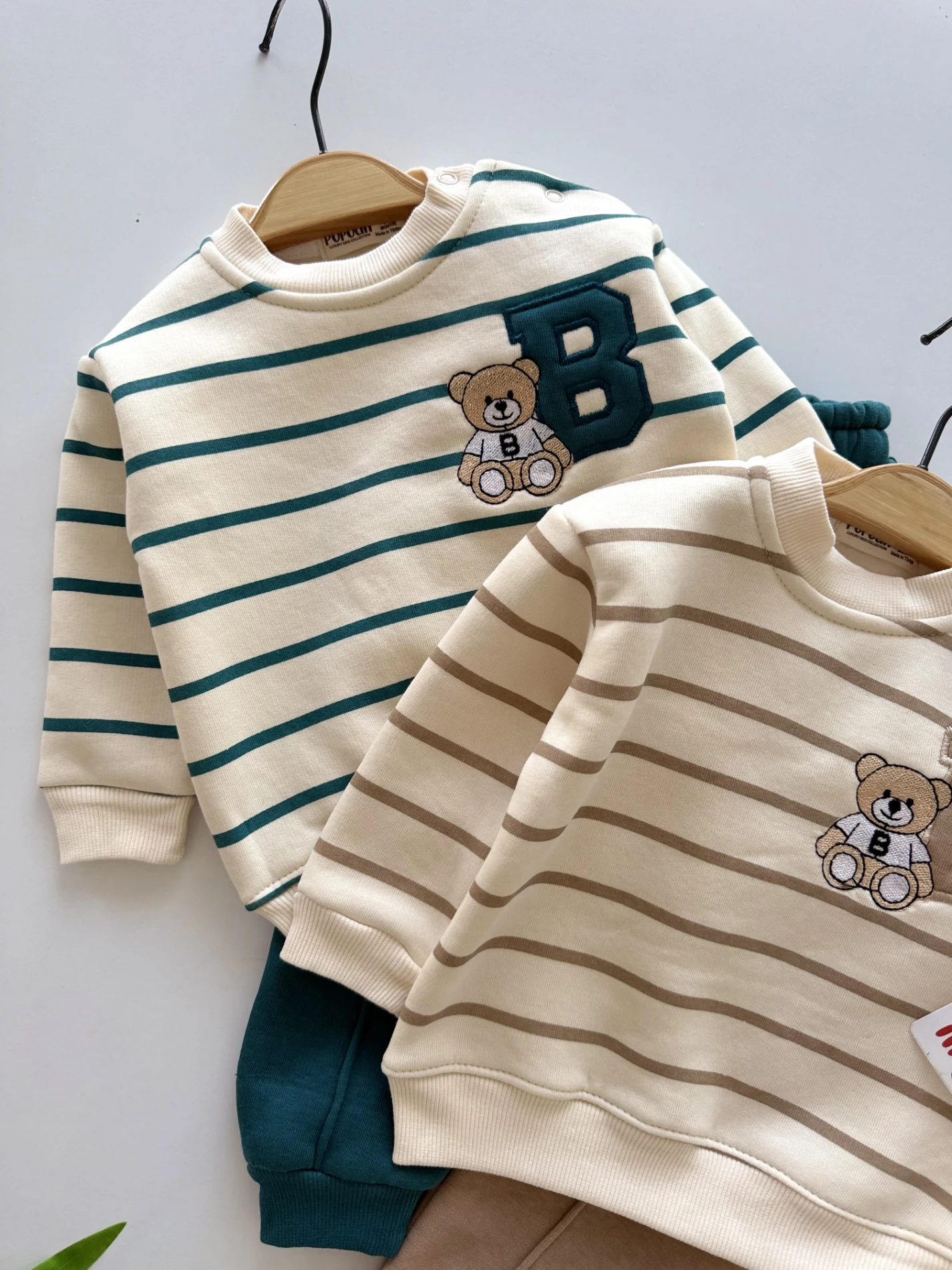 Teddy Bear Çizgili 3 İp Şardonlu Kışlık Takım