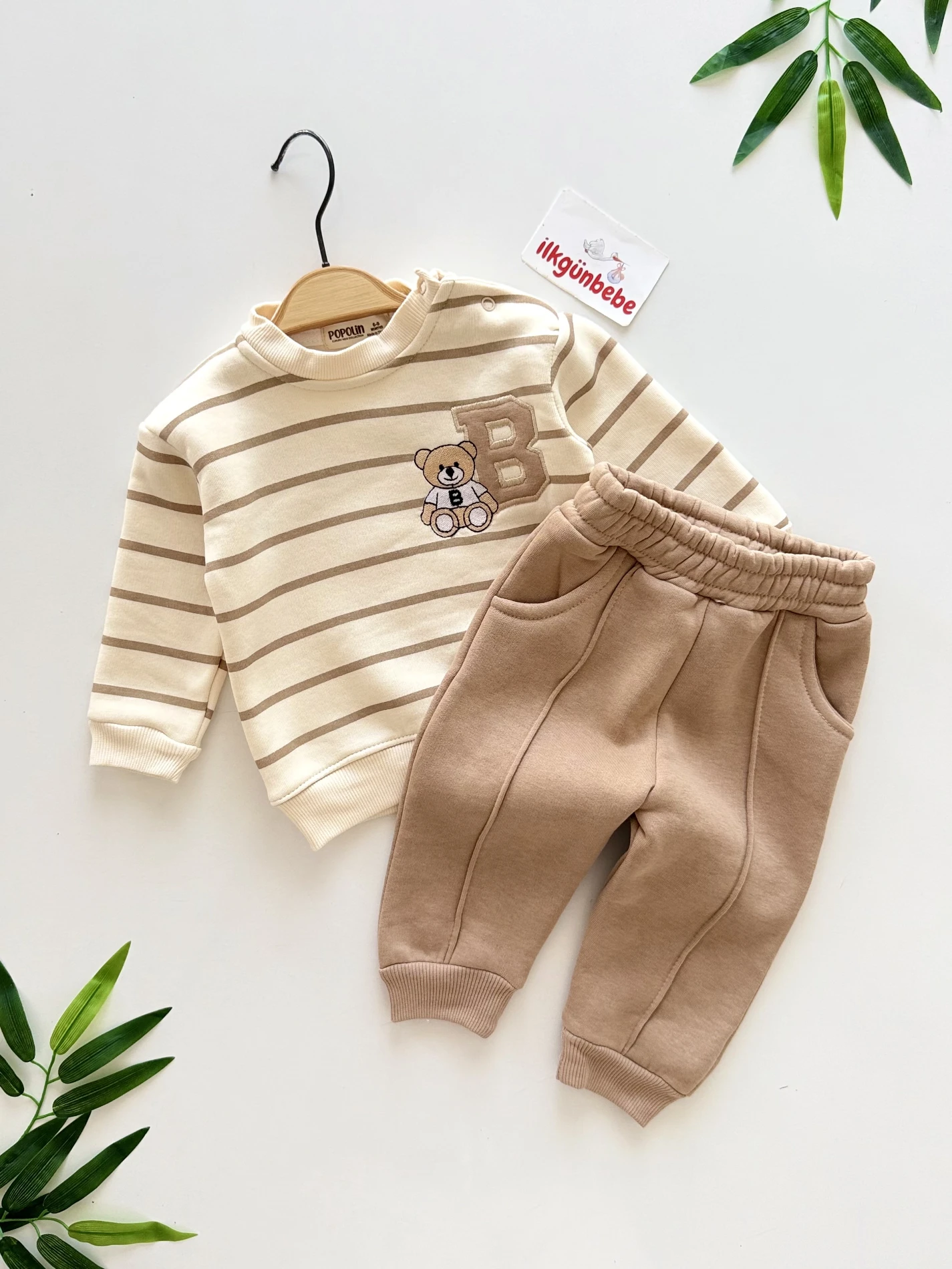Teddy Bear Çizgili 3 İp Şardonlu Kışlık Takım