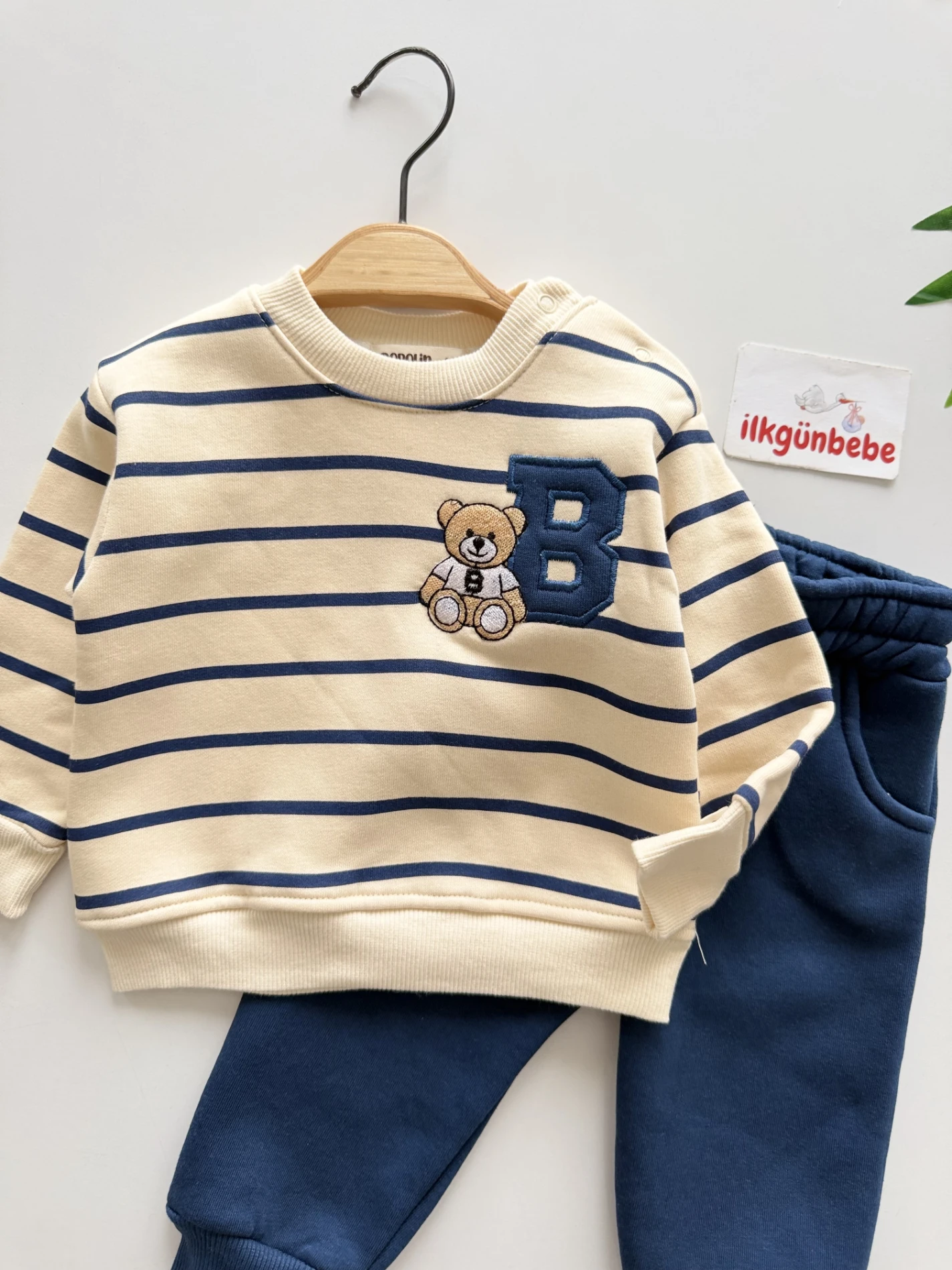 Teddy Bear Çizgili 3 İp Şardonlu Kışlık Takım