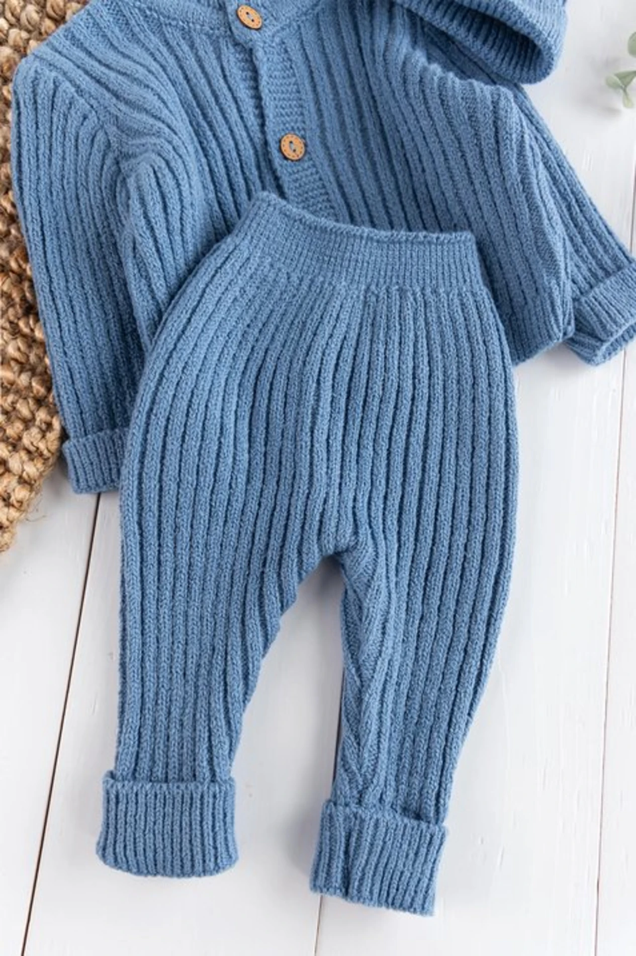 Lucas Şapkalı Düğmeli Triko Premium 3’lü Unisex Takım